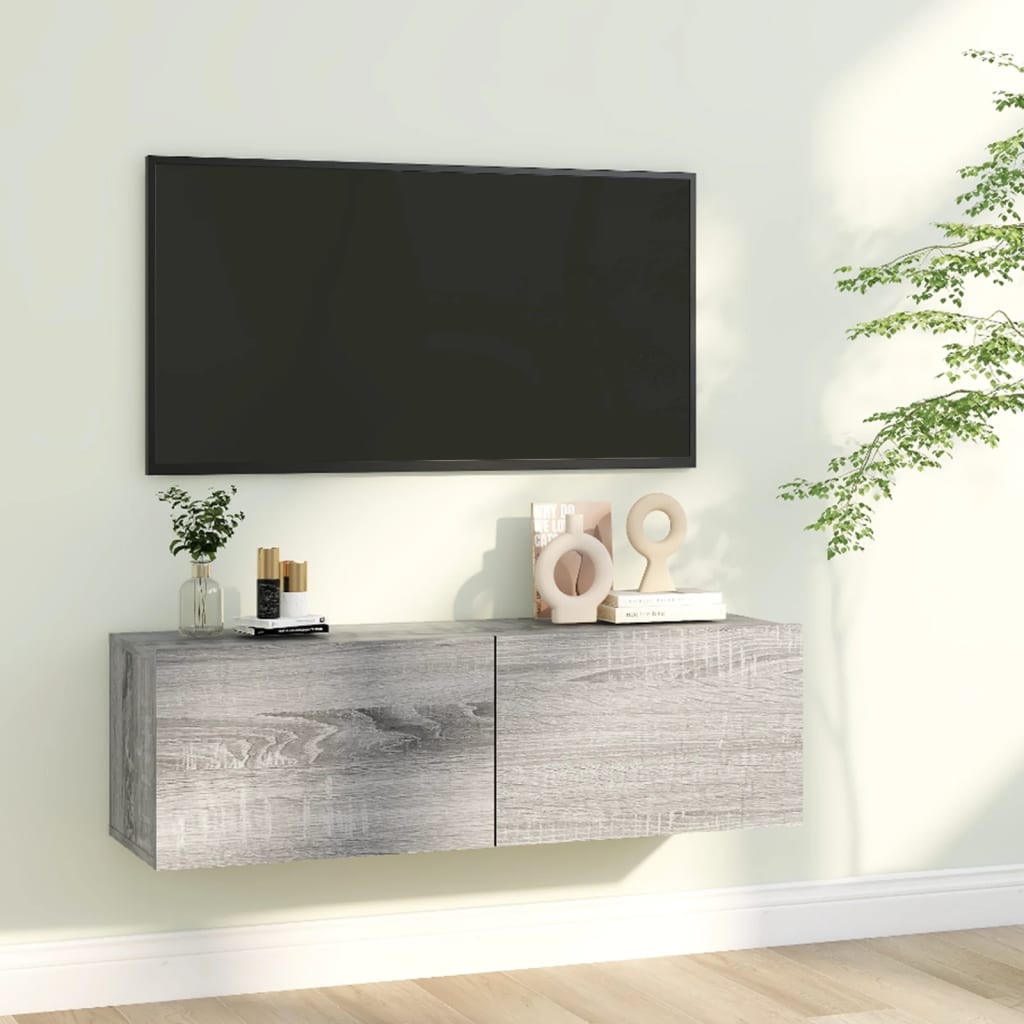 Sonoma Grey TV Wall Cabinet 100x30x30 cm Engineered Wood