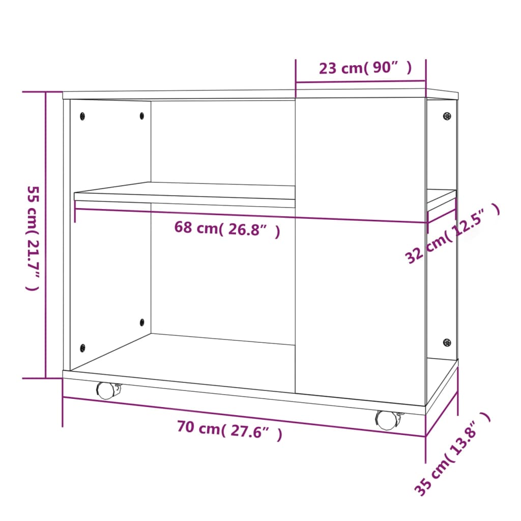 Table d'appoint Chêne fumé 70x35x55 cm Bois d'ingénierie