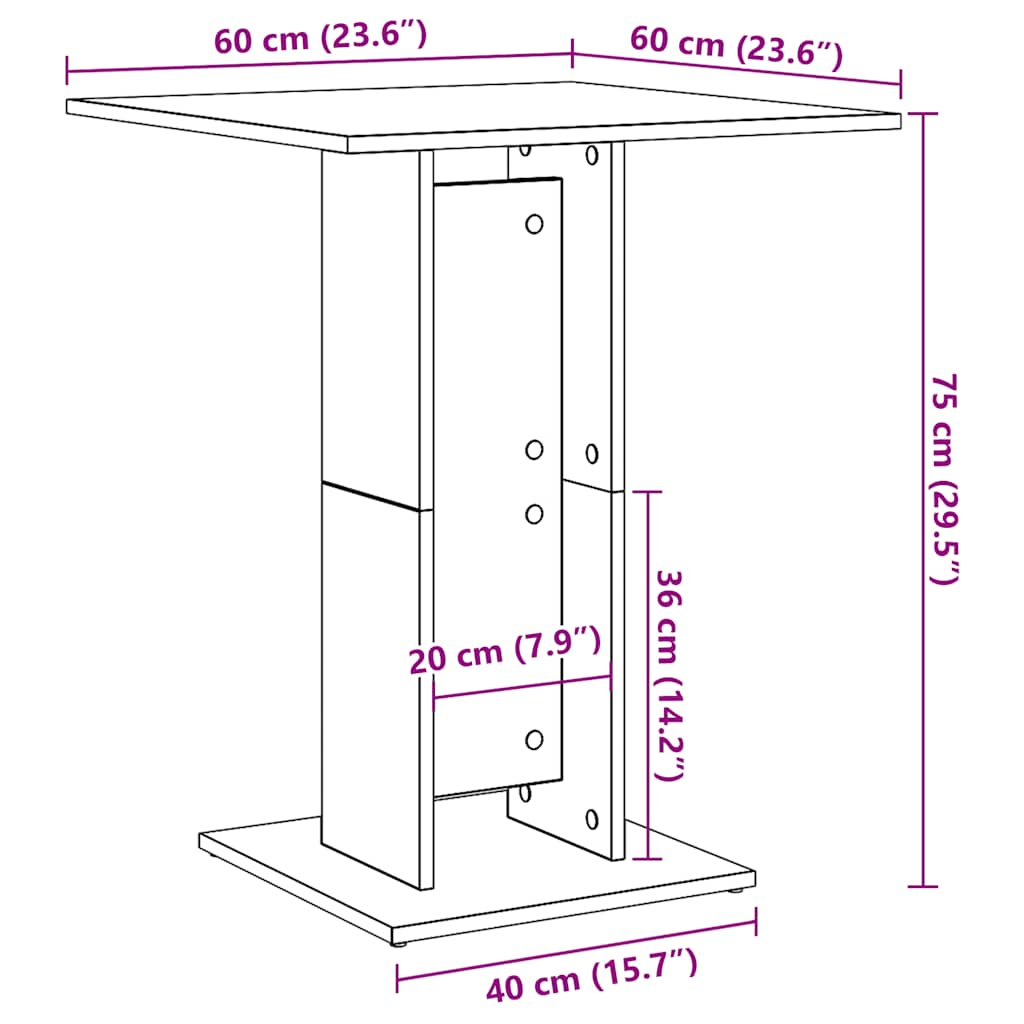 Table d'appoint Chêne fumé 70x35x55 cm Bois d'ingénierie