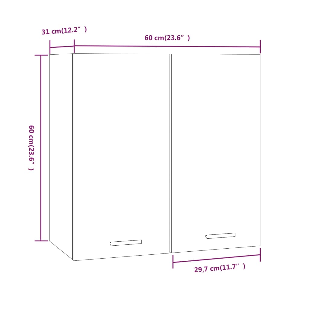 Armoire suspendue Chêne fumé 60x31x60 cm Bois d'ingénierie