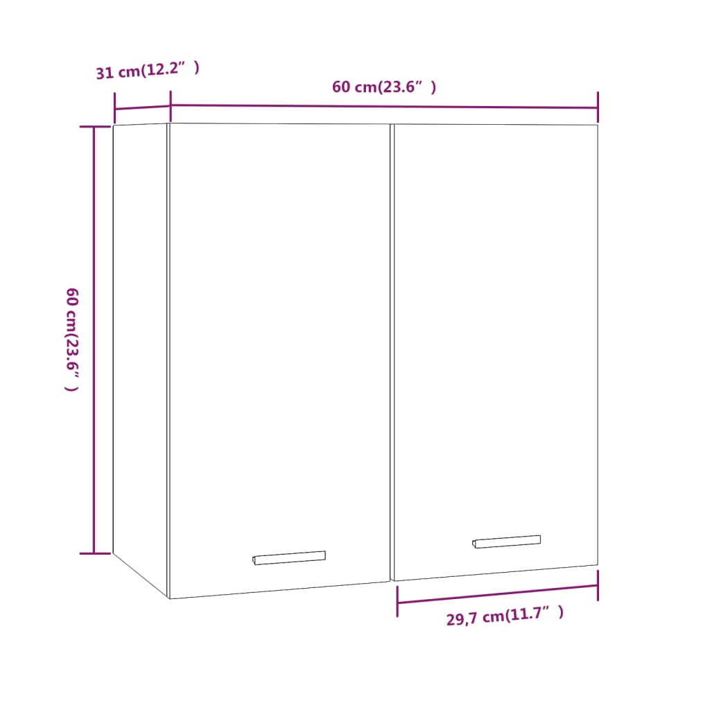 Armoire suspendue Sonoma gris 60x31x60 cm Bois d'ingénierie