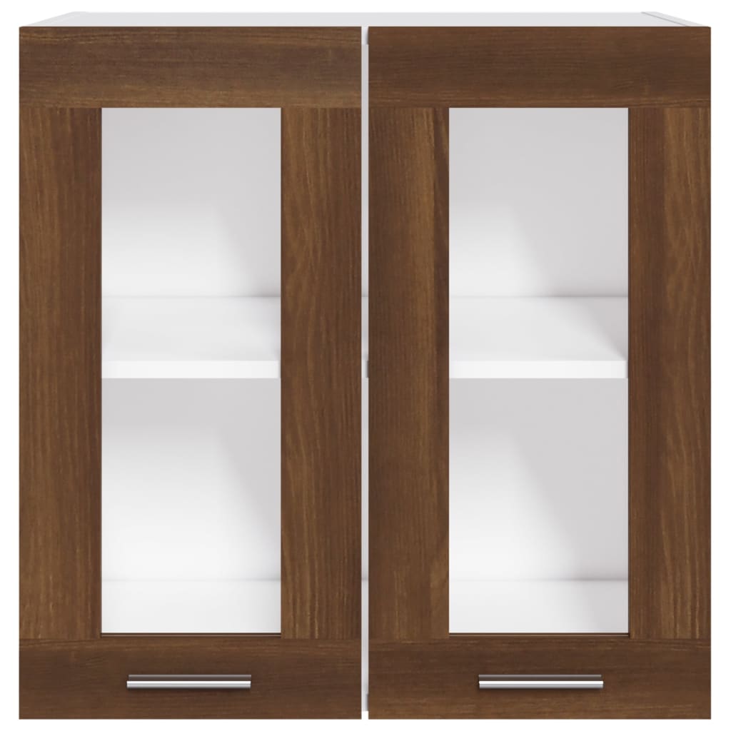 Hanging Glass Cabinet Brown Oak Engineered Wood