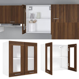 Hanging Glass Cabinet Brown Oak Engineered Wood