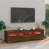 TV cabinets with LED lights 2 pcs Smoked oak 75x35x40 cm