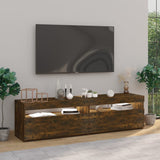 TV cabinets with LED lights 2 pcs Smoked oak 75x35x40 cm