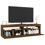 TV cabinets with LED lights 2 pcs Smoked oak 75x35x40 cm