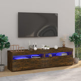 TV cabinets with LED lights 2 pcs Smoked oak 75x35x40 cm