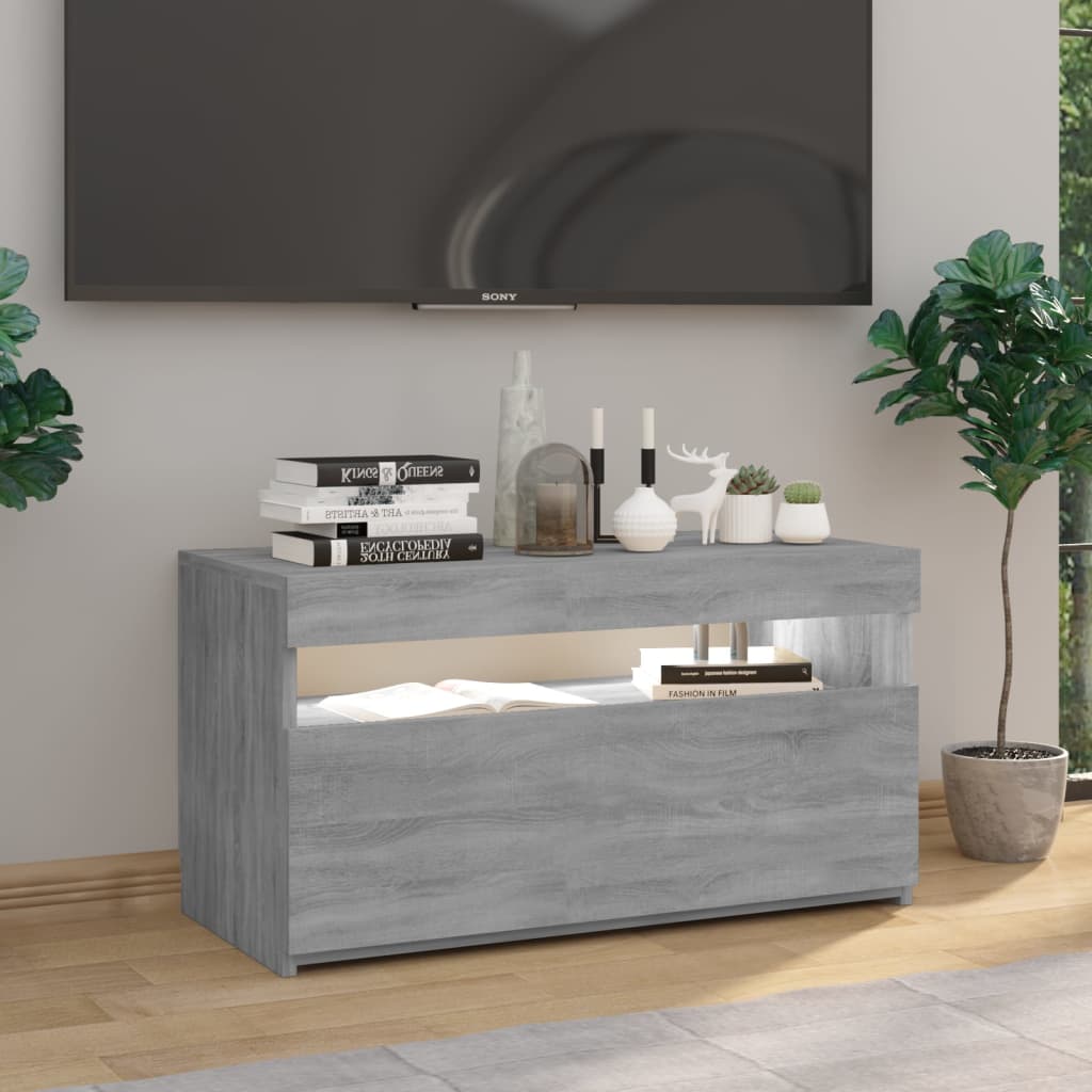 TV cabinet with LED lights Sonoma gray 75x35x40 cm