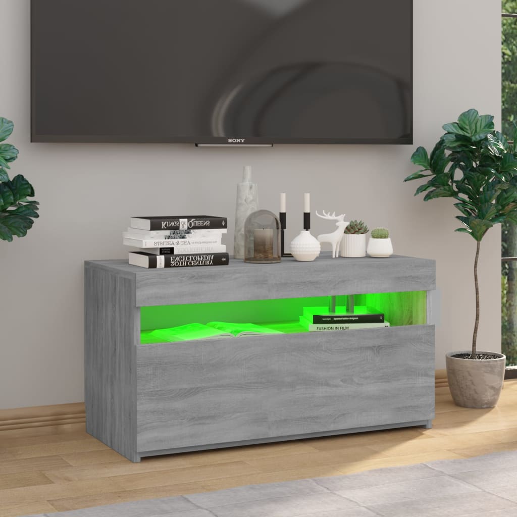 TV cabinet with LED lights Sonoma gray 75x35x40 cm