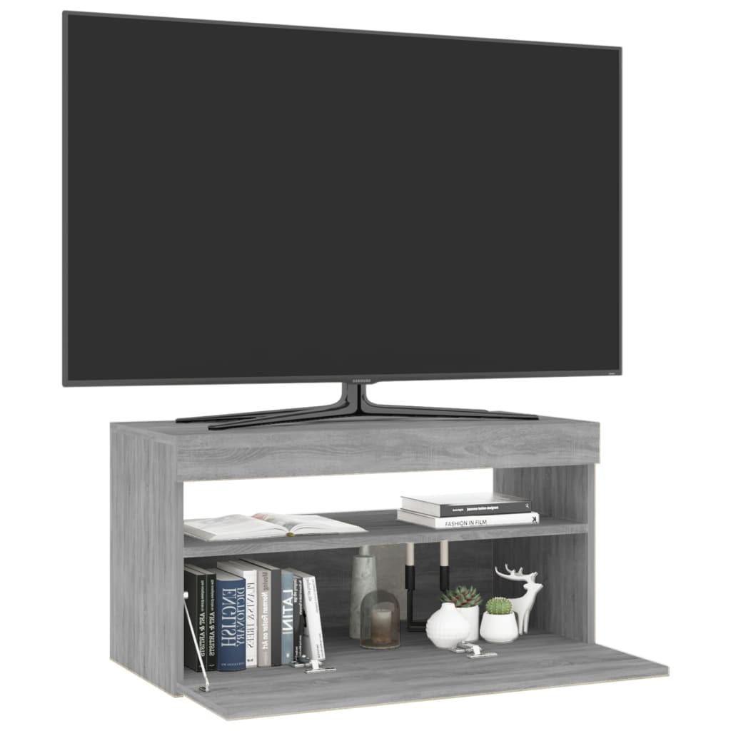 TV cabinet with LED lights Sonoma gray 75x35x40 cm