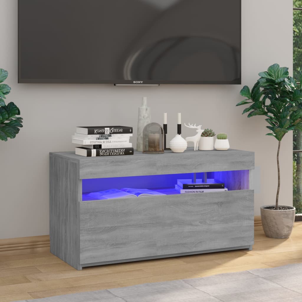 TV cabinet with LED lights Sonoma gray 75x35x40 cm