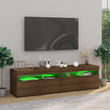 TV cabinets with LED lights 2 pcs Brown oak 75x35x40 cm