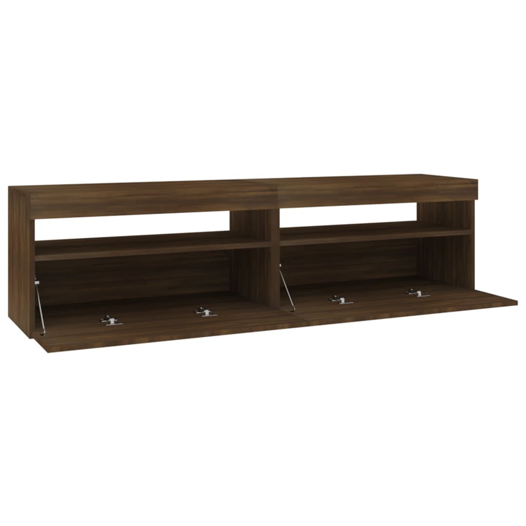 TV cabinets with LED lights 2 pcs Brown oak 75x35x40 cm