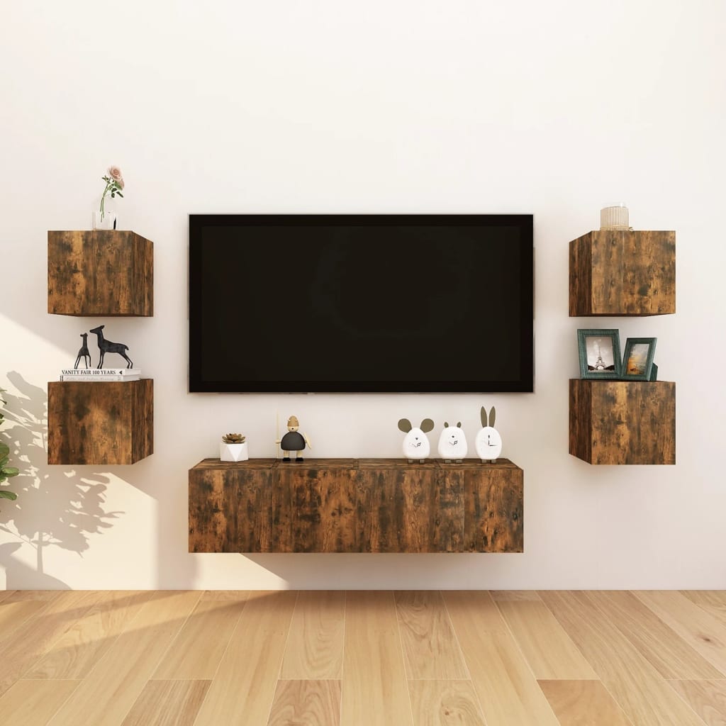 Wall mounted TV cabinets 2 pcs Smoked oak 30.5x30x30 cm