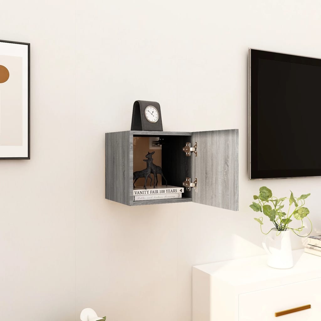 Sonoma grey wall mounted TV cabinet 30.5x30x30 cm