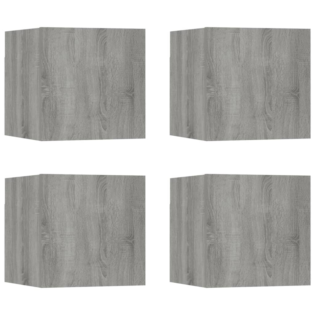 4 pcs Wall Mounted TV Cabinets Sonoma Grey 30.5x30x30 cm