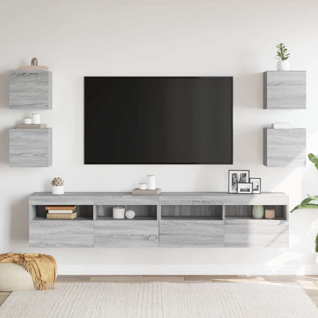 4 pcs Wall Mounted TV Cabinets Sonoma Grey 30.5x30x30 cm