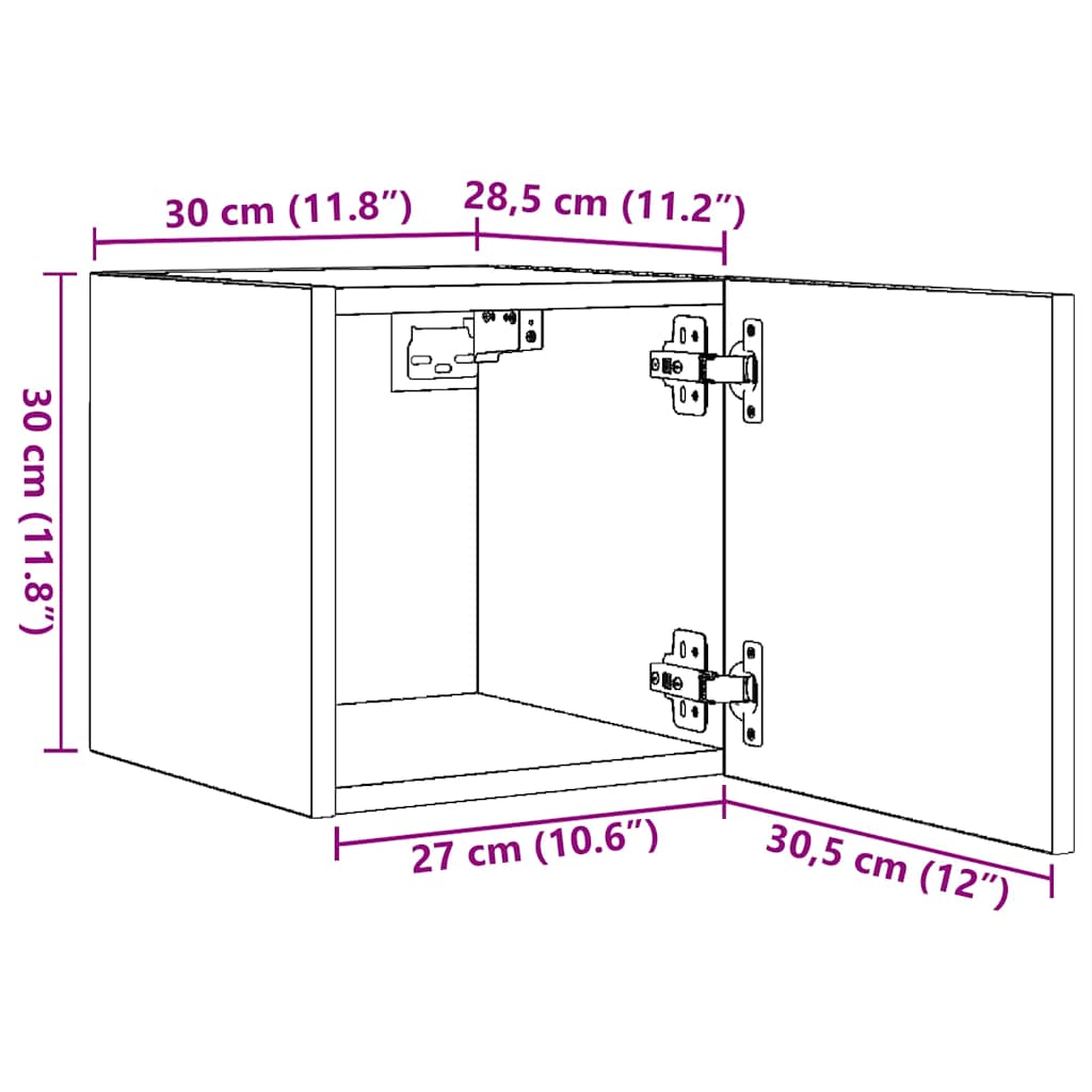 Meuble TV mural Chêne marron 30,5x30x30 cm