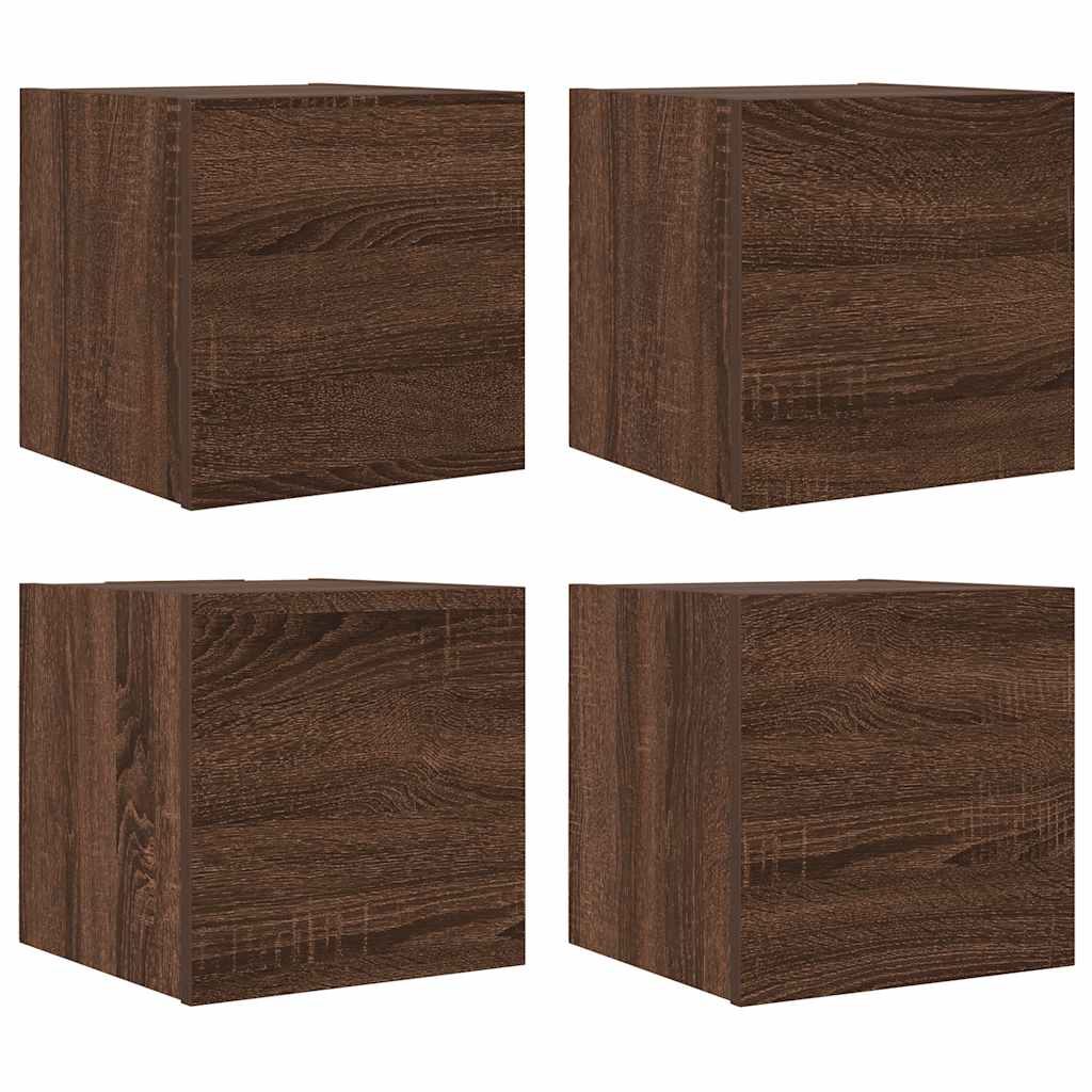 4 pcs Wall Mounted TV Cabinets Brown Oak 30.5x30x30 cm