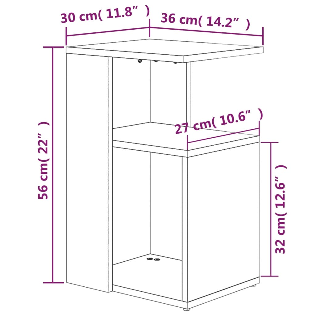 Table d'appoint Chêne fumé 36x30x56 cm Bois d'ingénierie