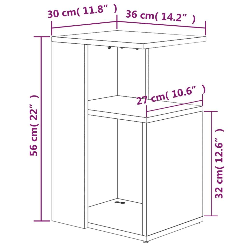 Table d'appoint Sonoma gris 36x30x56 cm Bois d'ingénierie