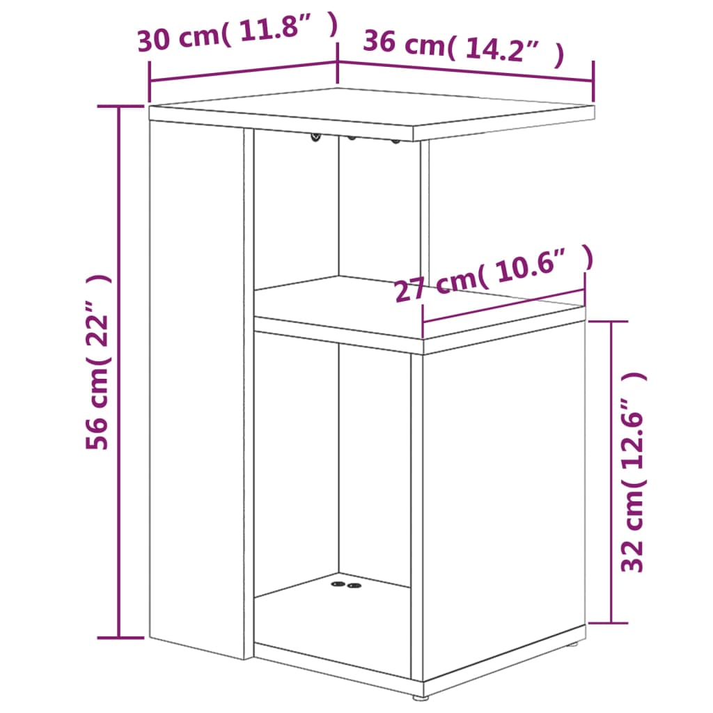 Table d'appoint Chêne marron 36x30x56 cm Bois d'ingénierie