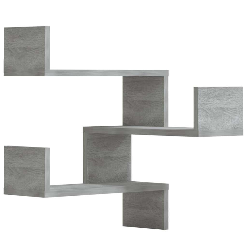 Étagères d'angle murales 2 pcs Sonoma gris 40x40x50 cm Bois