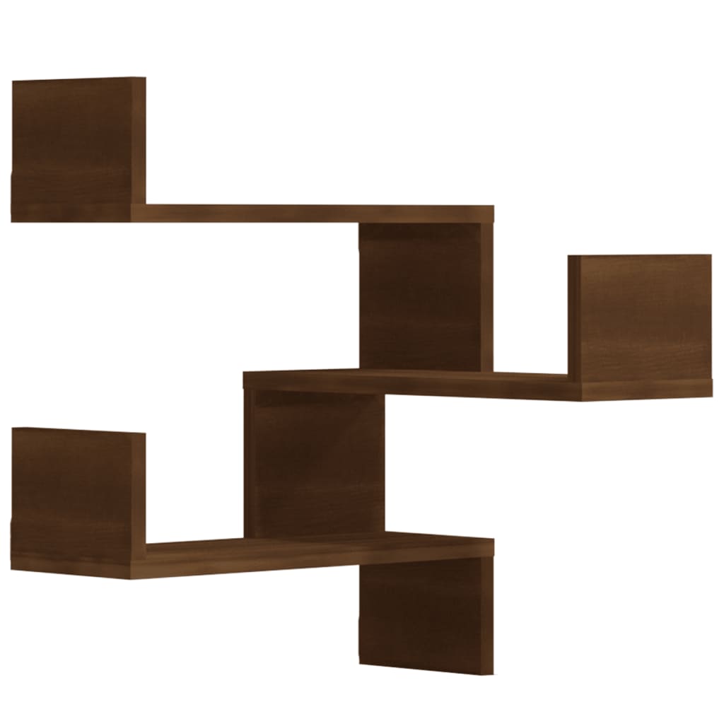 Étagères d'angle murales 2 pcs Chêne marron 40x40x50 cm Bois