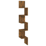 Étagère d'angle murale Chêne fumé 20x20x127,5cm Bois ingénierie