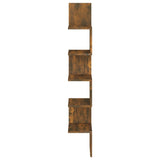 Étagère d'angle murale Chêne fumé 20x20x127,5cm Bois ingénierie