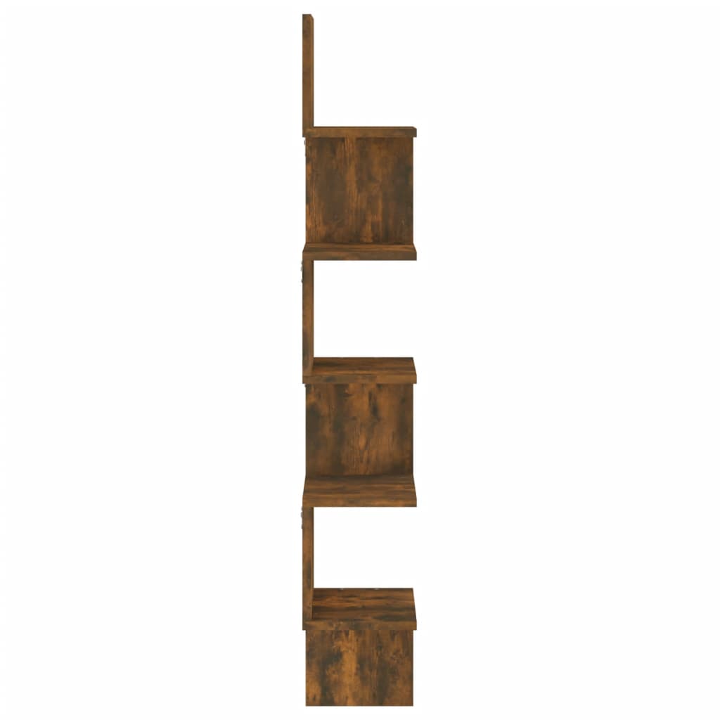 Étagère d'angle murale Chêne fumé 20x20x127,5cm Bois ingénierie