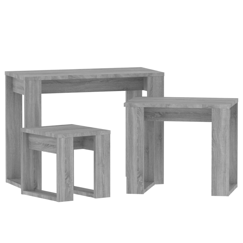 Tables gigognes 3 pcs Sonoma gris Bois d'ingénierie