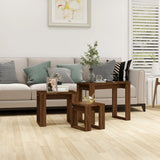 Nesting Tables 3 pcs Brown Oak Engineered Wood