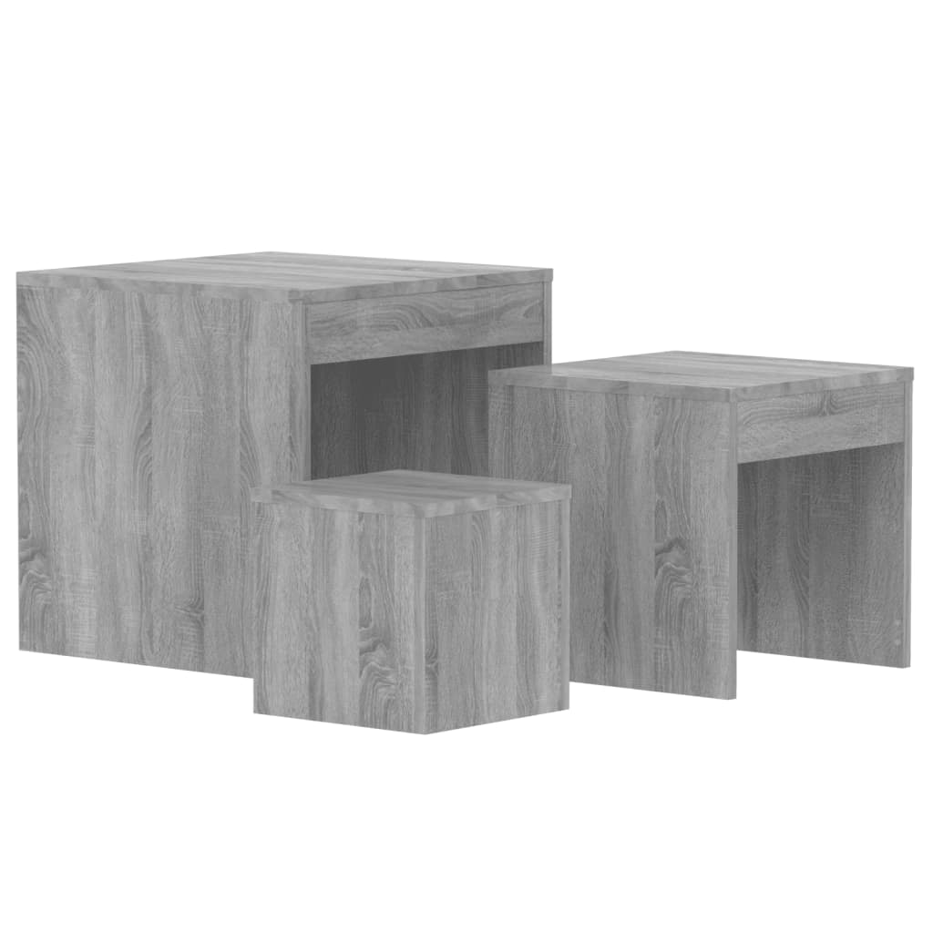 Tables gigognes 3 pcs Sonoma gris Bois d'ingénierie