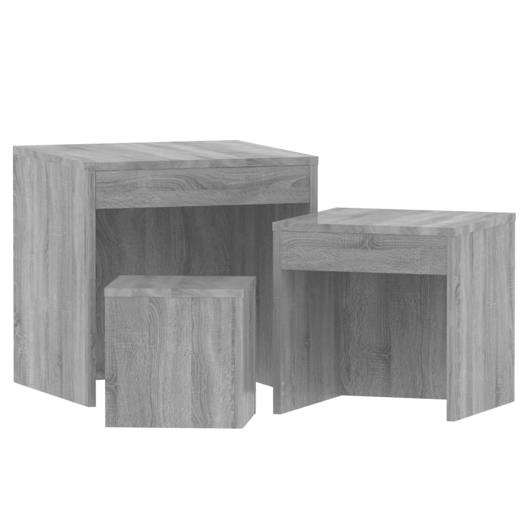 Tables gigognes 3 pcs Sonoma gris Bois d'ingénierie