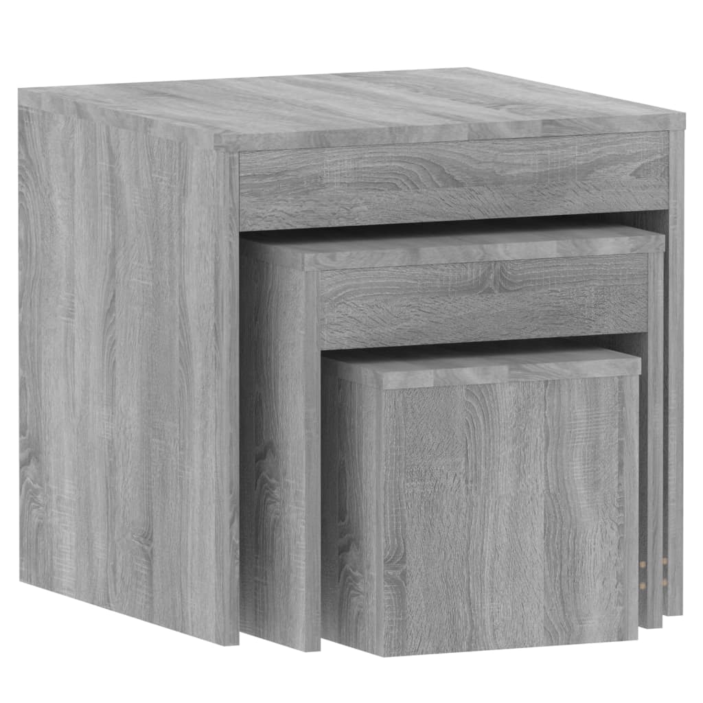 Tables gigognes 3 pcs Sonoma gris Bois d'ingénierie