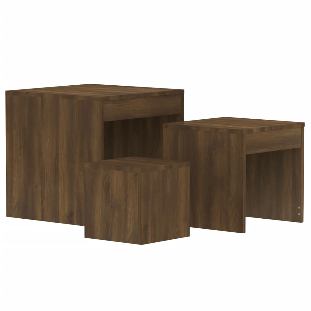 Tables gigognes 3 pcs Chêne marron Bois d'ingénierie