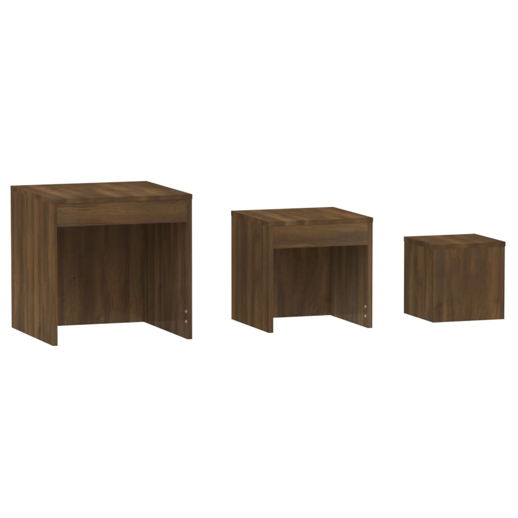 Tables gigognes 3 pcs Chêne marron Bois d'ingénierie