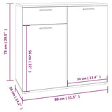 Buffet Sonoma gris 80x36x75 cm Bois d'ingénierie