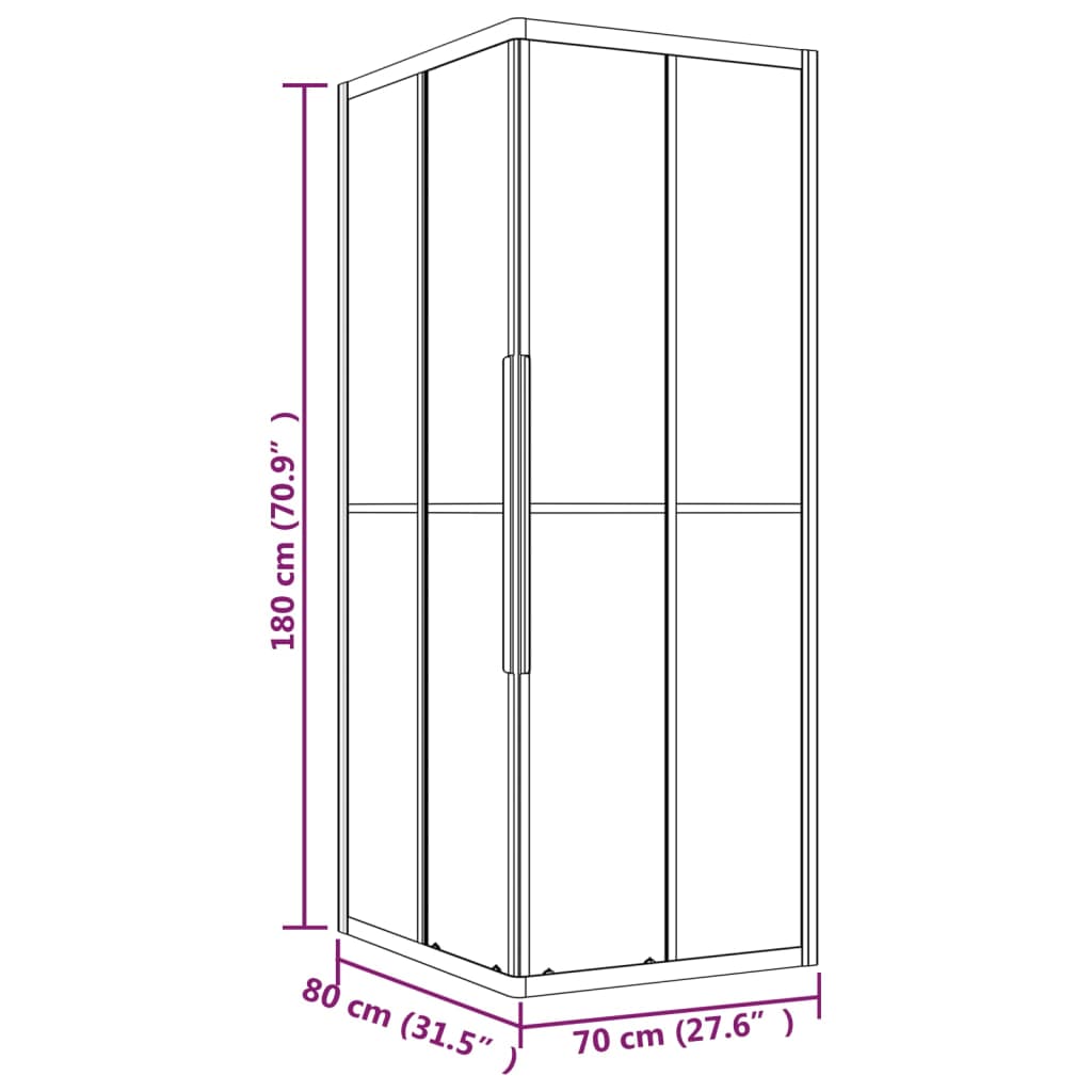 ESG Semi-Frosted Shower Cabin 80x70x180 cm Black