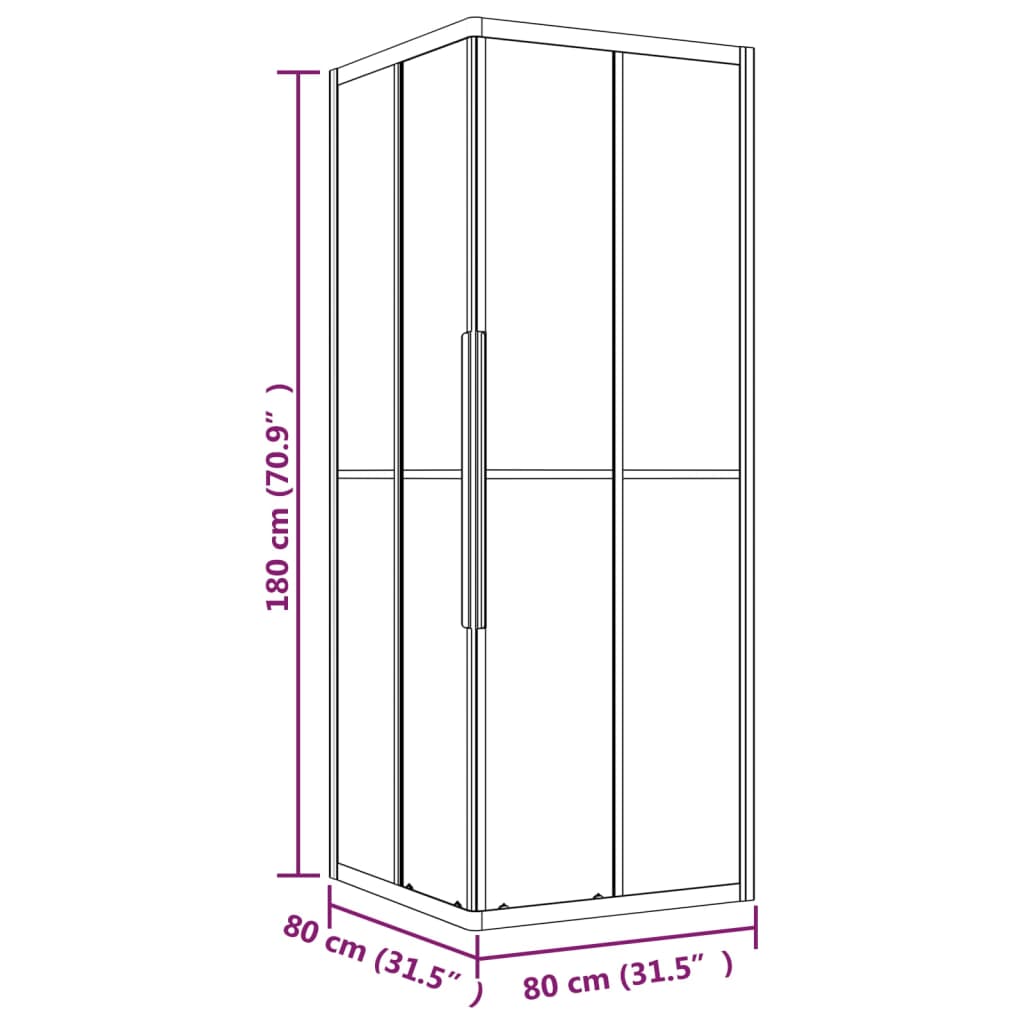 ESG frosted shower cabin 80x80x180 cm Black