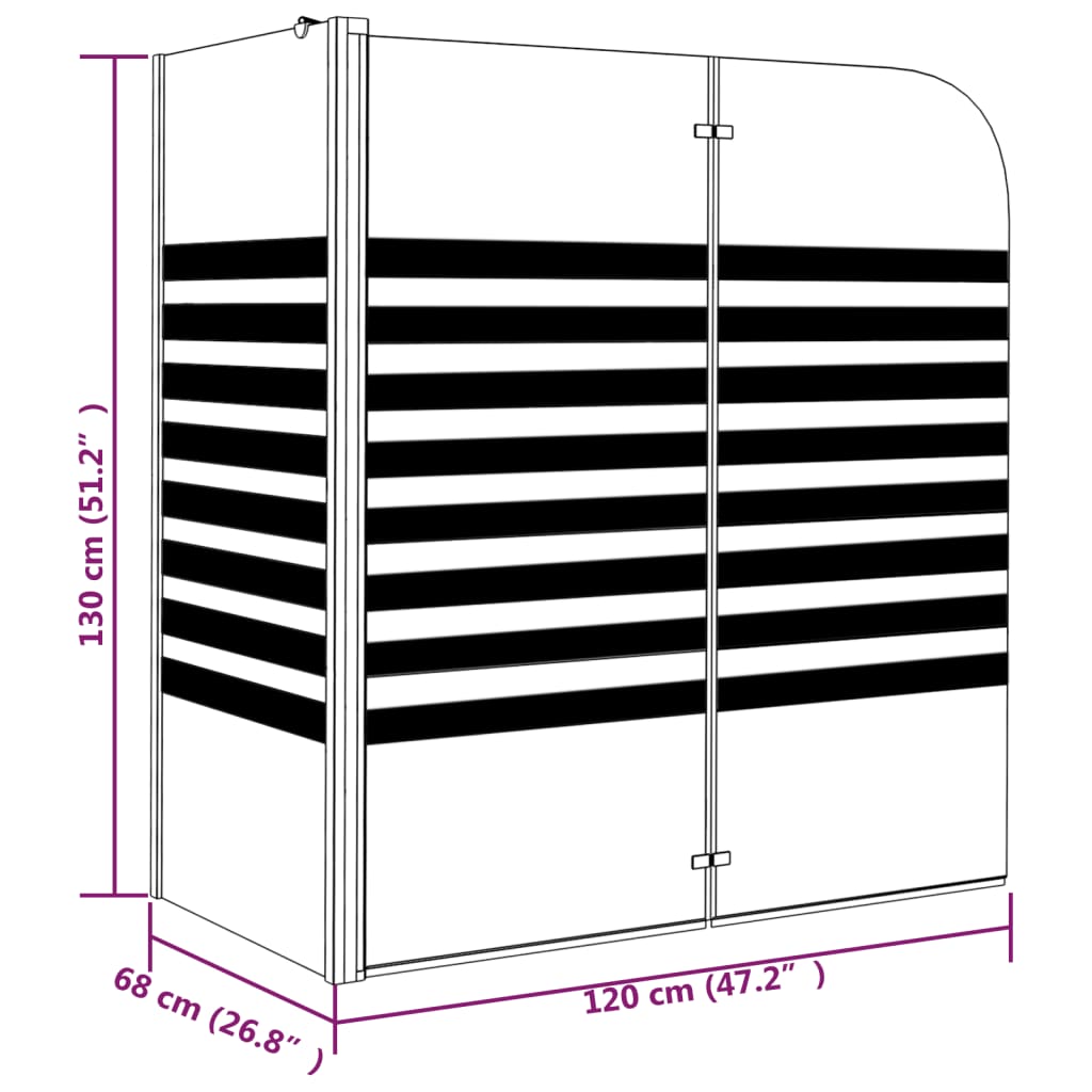 Gestreifte Duschkabine 120x68x130 cm Gehärtetes Glas