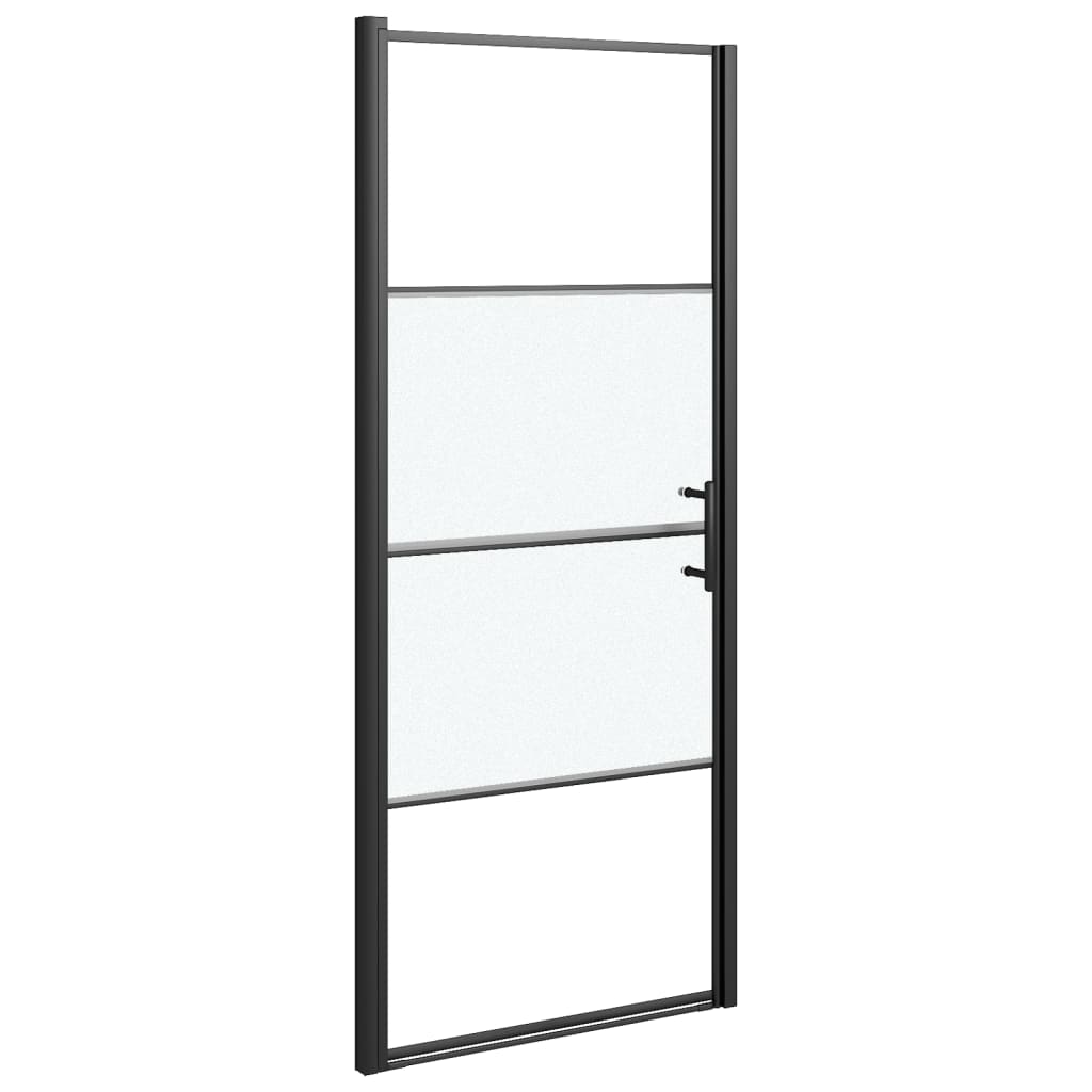 Shower door 81x195 cm Half-frosted tempered glass Black