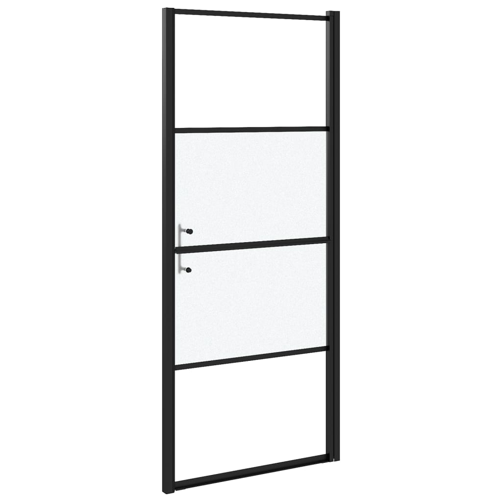 Shower door 81x195 cm Half-frosted tempered glass Black