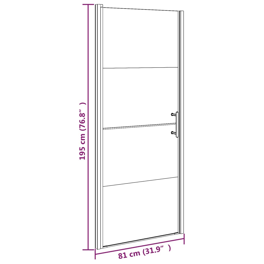 Duschtür 81x195 cm Halbmattiertes gehärtetes Glas Schwarz