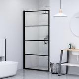 Shower door 81x195 cm Half-frosted tempered glass Black