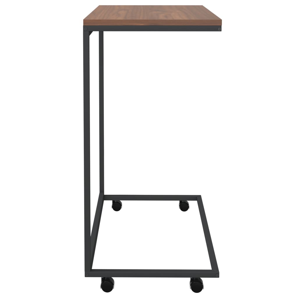 Side table with wheels black 55x35x70 cm engineered wood