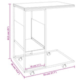 Beistelltisch mit Rollen, schwarz, 55 x 36 x 63,5 cm, Holzwerkstoff