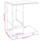 Table d'appoint avec roues blanc 55x36x63,5cm bois d'ingénierie