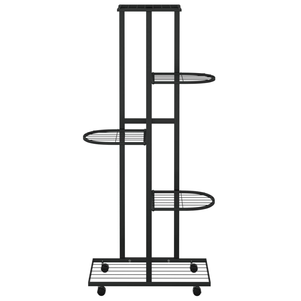 Jardinière à 5 niveaux avec roues 44x23x100 cm Noir Fer